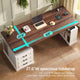 SEDETA 63 Inch Farmhouse Electric Standing Desk with 3 Drawers Storage Shelves Height Adjustable Computer Desk with Power Outlets