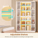 SEDETA 64 Inch Display Cabinet with Glass Doors 6 Tier Tall Bookcase with LED Lights Curio Cabinet with Adjustable Shelves