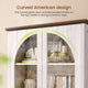 SEDETA 71 Inch Farmhouse Arched Bookcase with Glass Doors Tall Bookshelves with 4-Tier Wooden Pantry Storage Cabinet Adjustable Shelves