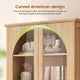 SEDETA 71 Inch Farmhouse Arched Bookcase with Glass Doors Tall Bookshelves with 4-Tier Wooden Pantry Storage Cabinet Adjustable Shelves