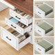 SEDETA 63 Inch L Shaped Electric Standing Desk Height Adjustable Computer Desk Farmhouse with Drawers Shelves and Power Outlet