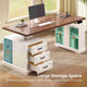 SEDETA 63 Inch Farmhouse Electric Standing Desk with 3 Drawers Storage Shelves Height Adjustable Computer Desk with Power Outlets