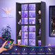 SEDETA 64 Inch Display Cabinet with Glass Doors 6 Tier Tall Bookcase with LED Lights Curio Cabinet with Adjustable Shelves