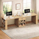 SEDETA® 90.5 Inch Two Person Computer Desk Long Office Desk Writing Desk with Two Drawers Storage Shelves for Home Office