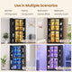 SEDETA 64 Inch Display Cabinet with Glass Doors 6 Tier Tall Bookcase with LED Lights Curio Cabinet with Adjustable Shelves
