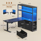 SEDETA 48.6 Inch Standing Desk Height Adjustable Electric L Shaped Stand Up Computer Gaming Desk with Drawers Hutch Power Outlets