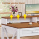 SEDETA 55 Inch Farmhouse Computer Desk with 4 Drawers Power Outlet Gaming Desk with Led Lights Storage Shelves Printer Cabinet