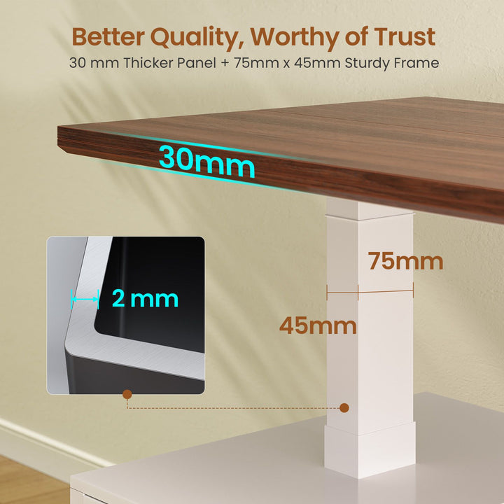 SEDETA 63 Inch Farmhouse Electric Standing Desk with 3 Drawers Storage Shelves Height Adjustable Computer Desk with Power Outlets