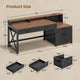 SEDETA 55 Inch Farmhouse Computer Desk with 4 Drawers Power Outlet Gaming Desk with Led Lights Storage Shelves Printer Cabinet