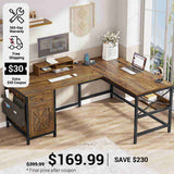 SEDETA 63 Inch L Shaped Convertible Computer Desk with Drawer