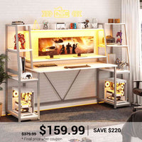 SEDETA | 78.8 Inch LED Ergonomic Gaming Table with Storage Shelves
