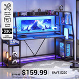 SEDETA® 78.8 Inch LED Gaming Desk Ergonomic Computer Table with Hutch