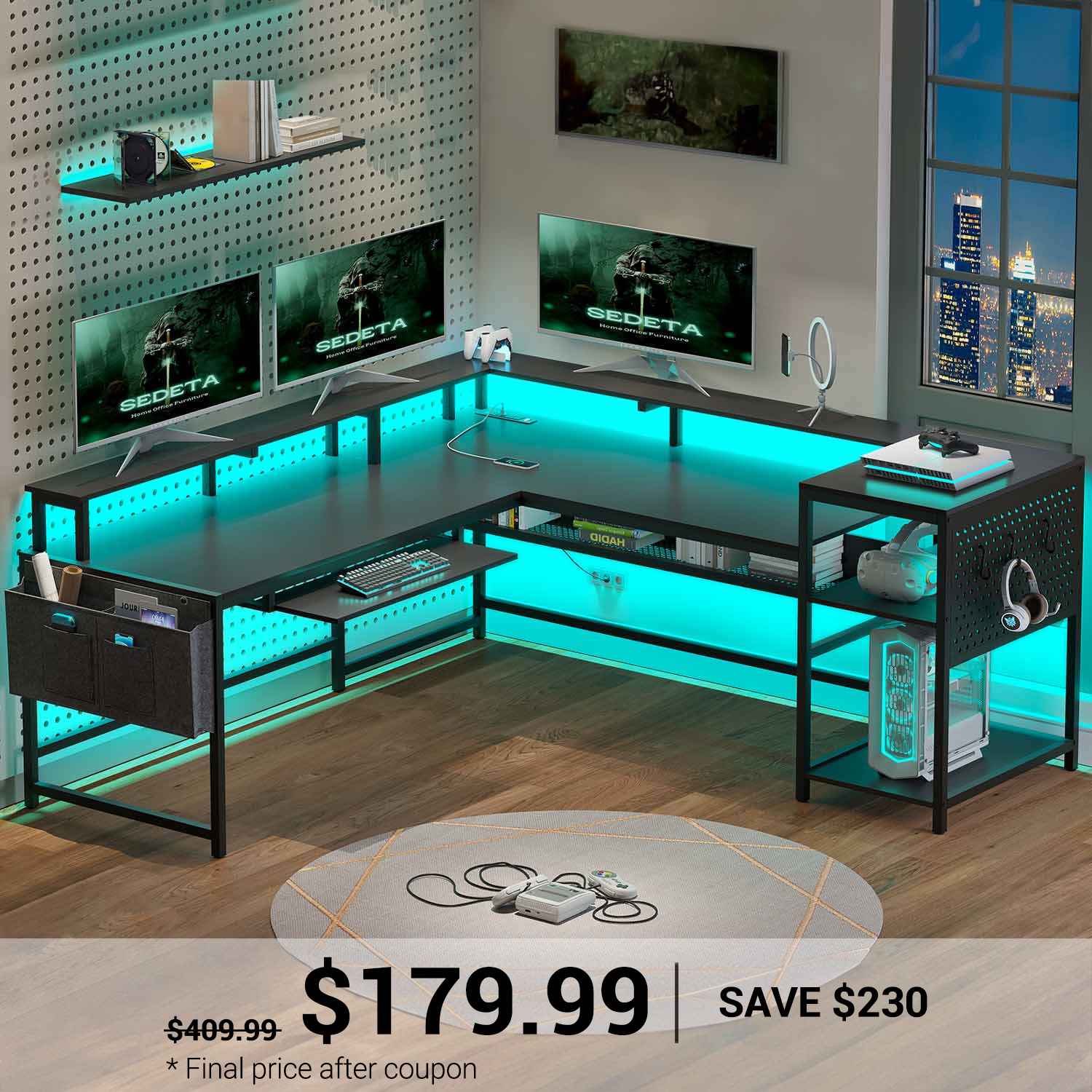 Sedeta l shaped computer desk sales