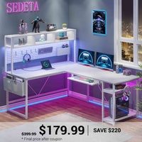 SEDETA 67 Inch L Shaped Gaming Desk Reversible Computer Desk