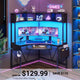 SEDETA Triangle Corner Computer Gaming Desk with Hutch & LED Lights