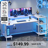 SEDETA 70.8 Inch LED Gaming Desk Ergonomic Table with Monitor Stand and Power Outlets