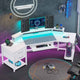 SEDETA® 79 Inch LED Wing Shaped Gaming Desk Computer Table with Storage for Home Office