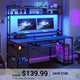 SEDETA 55 Inch Gamer Desk PC Table with with LED Lights and Power Outlet