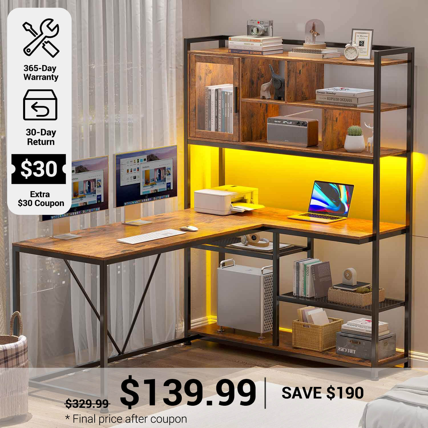 Sedeta l shaped computer desk sales