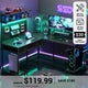 SEDETA® 89.7 Inch L Shaped Gaming Desk Reversible Home Office Corner Computer Table with Hutch