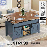 SEDETA® 40 Inch Lift Top Coffee Table Farmhouse 4 in 1 Multi-Function for Living Room