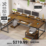 SEDETA® 101.5 Inch Two Person Computer Desk Home Office Gaming Desk with File Drawer