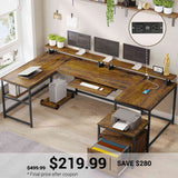 SEDETA | 101.5 Inch Two Person Computer Desk Home Office Gaming Table with Drawer
