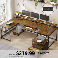 SEDETA | 101.5 Inch Two Person Computer Desk Home Office Gaming Table with Drawer