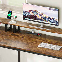 SEDETA 66 Inch L Shaped Gaming Desk Two Person Desk with Led Lights