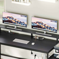 SEDETA 66 Inch L Shaped Gaming Desk Two Person Desk with Led Lights