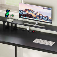 SEDETA 66 Inch L Shaped Gaming Desk Two Person Desk with Led Lights