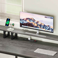 SEDETA 66 Inch L Shaped Gaming Desk Two Person Desk with Led Lights