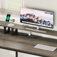 SEDETA 66 Inch L Shaped Gaming Desk Two Person Desk with Led Lights
