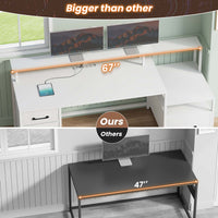 SEDETA® 66 Inch Computer Desk Home Office LED Gaming Table with 5 Drawer