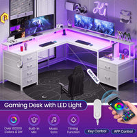SEDETA | 108 Inch Gaming Desk Two Person L Shaped Desk with File Drawer for Home Office