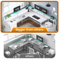 SEDETA | 108 Inch Gaming Desk Two Person L Shaped Desk with File Drawer for Home Office