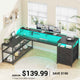 SEDETA | 67 Inch Reversible L Shaped Led Gaming Desk with Drawers for Home Office