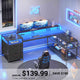 SEDETA | 67 Inch Reversible L Shaped Led Gaming Desk with Drawers for Home Office