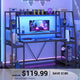 SEDETA | 65.7 Inch LED Gaming Desk Workstation with Storage Shelves for PC Gamers