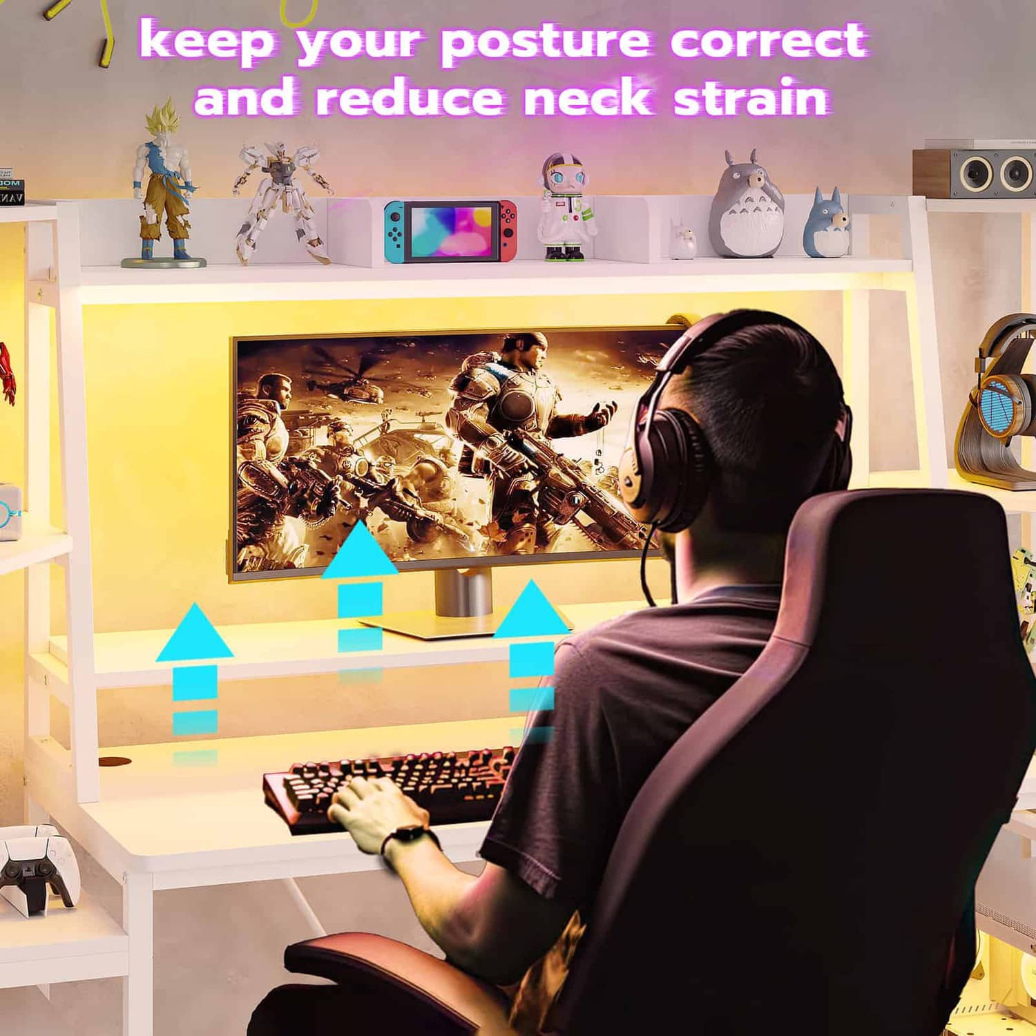 SEDETA 65.7 Inch Gaming Desk Large PC Gamer Desk Workstation