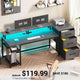 SEDETA | 59 Inch Office Desk with Drawers Gaming Desk with LED Lights and Storage