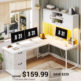 SEDETA | SEDETA 62.2 Inch Reversible L Shaped Gaming Computer Desk with Drawers and Storage Hutch