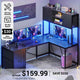 SEDETA® 62.2 Inch LED Reversible L Shaped Computer Table Corner Gaming Desk with Drawers Hutch