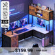 SEDETA® 62.2 Inch LED Reversible L Shaped Computer Table Corner Gaming Desk with Drawers Hutch