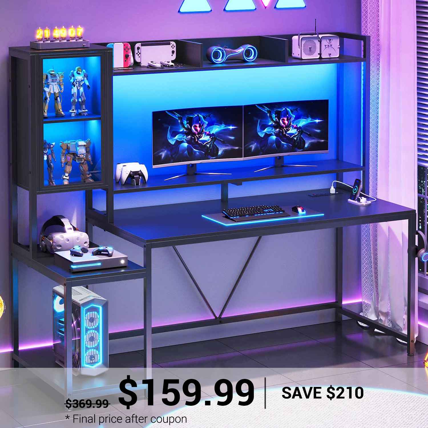 棚付き　PC　DESK　60　　NA　台数限定特価　高級感(N) Amazon.com: HOMBCK 67
