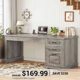 SEDETA | 55 Inch Farmhouse Executive Computer Desk with Storage Drawers