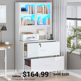 SEDETA | 2 Drawer File Cabinet with Lock and Charging Station Home Office File Cabinet with Storage Shelf