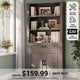 SEDETA 70 Inch Farmhouse Bookcases with Doors and Drawer Floor Standing 6 Shelf Display Storage Shelves
