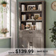 SEDETA | 70 Inch Tall Farmhouse Bookshelf with Doors and Drawer Floor Standing 6 Shelf Display Storage Shelves