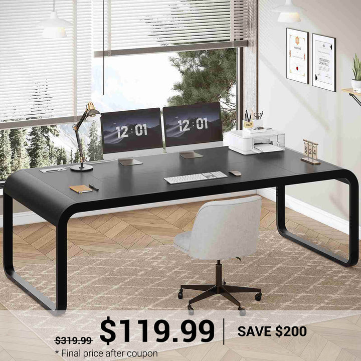SEDETA | 70.8 Inch Office Executive Desk Modern Computer Desk Workstation with Cable Management